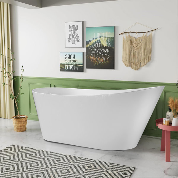 VIBRANTBATH 51 In. Acrylic Freestanding Bathtub Contemporary Soaking